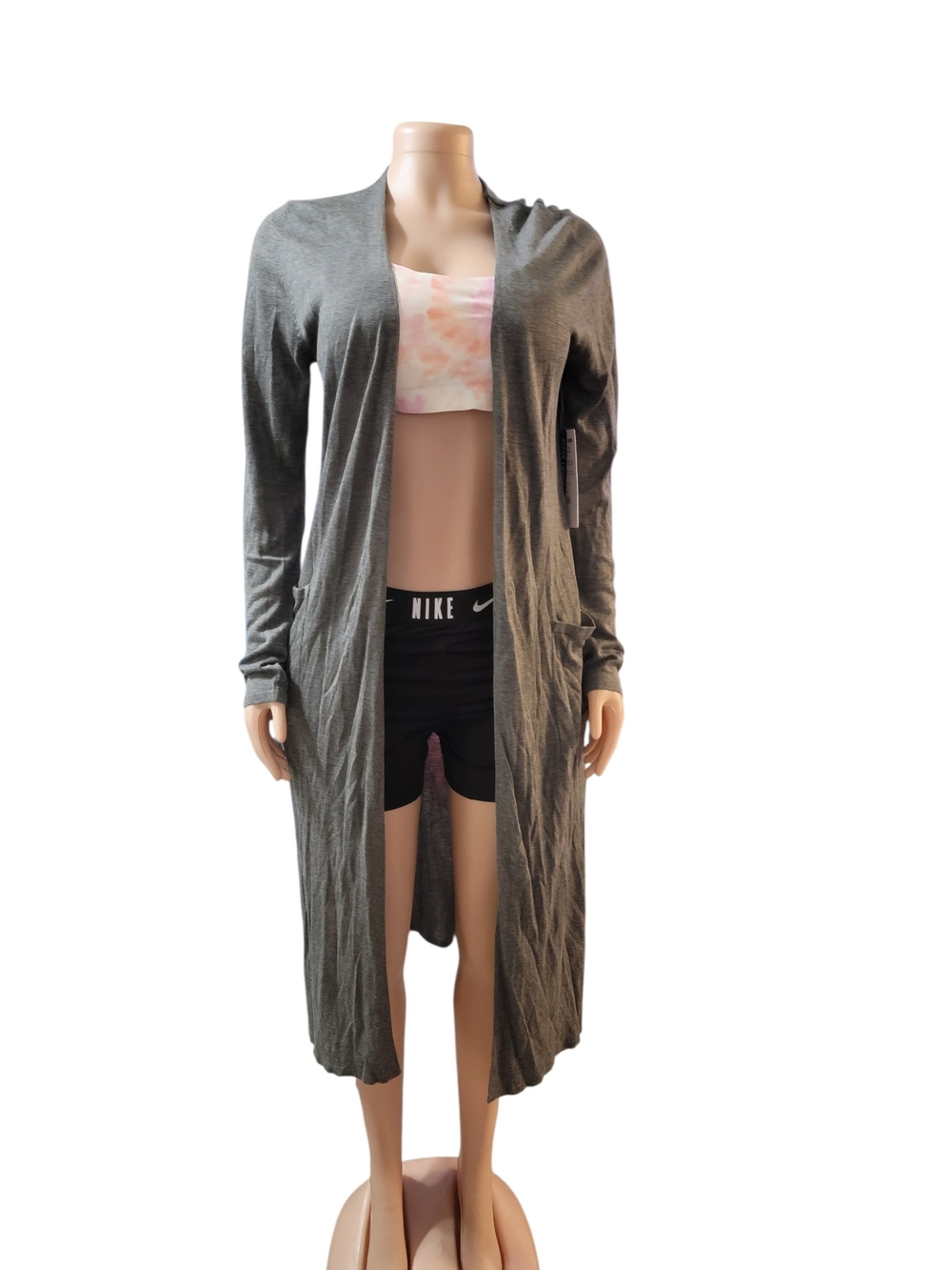 Mondetta Heathered Gray Knit Cardigan